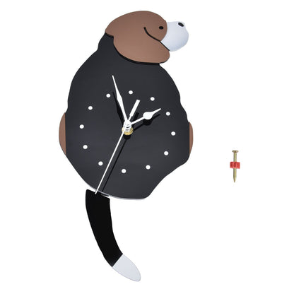 Wall Clock Self Adhesive Waterproof 3D Effect Silent Movement Dog Wall Clock with Tail for Window Living Room V1294-YM0523-3115220018211