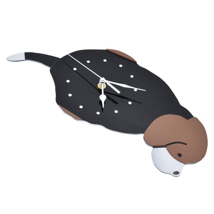Wall Clock Self Adhesive Waterproof 3D Effect Silent Movement Dog Wall Clock with Tail for Window Living Room V1294-YM0523-3115220018211