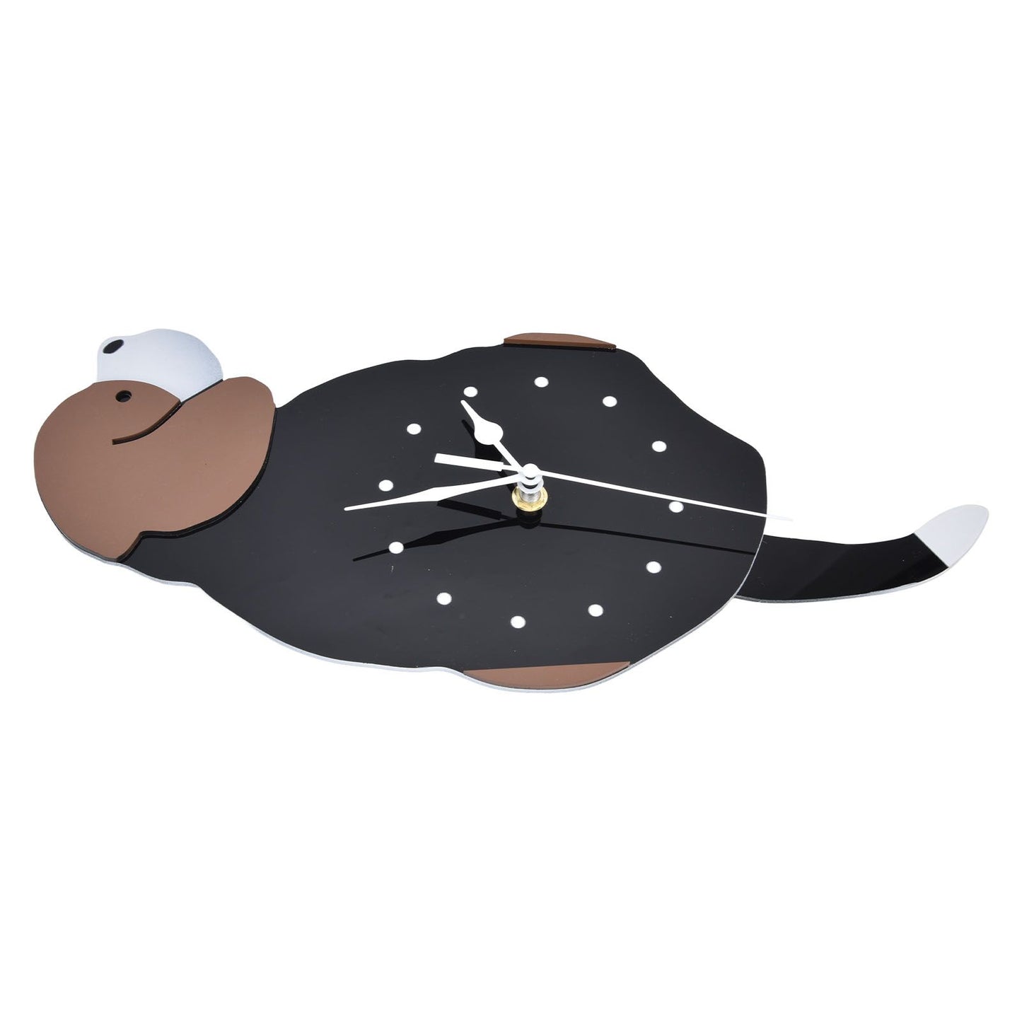 Wall Clock Self Adhesive Waterproof 3D Effect Silent Movement Dog Wall Clock with Tail for Window Living Room V1294-YM0523-3115220018211