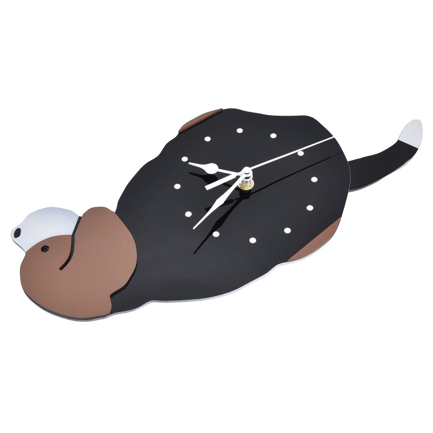 Wall Clock Self Adhesive Waterproof 3D Effect Silent Movement Dog Wall Clock with Tail for Window Living Room V1294-YM0523-3115220018211