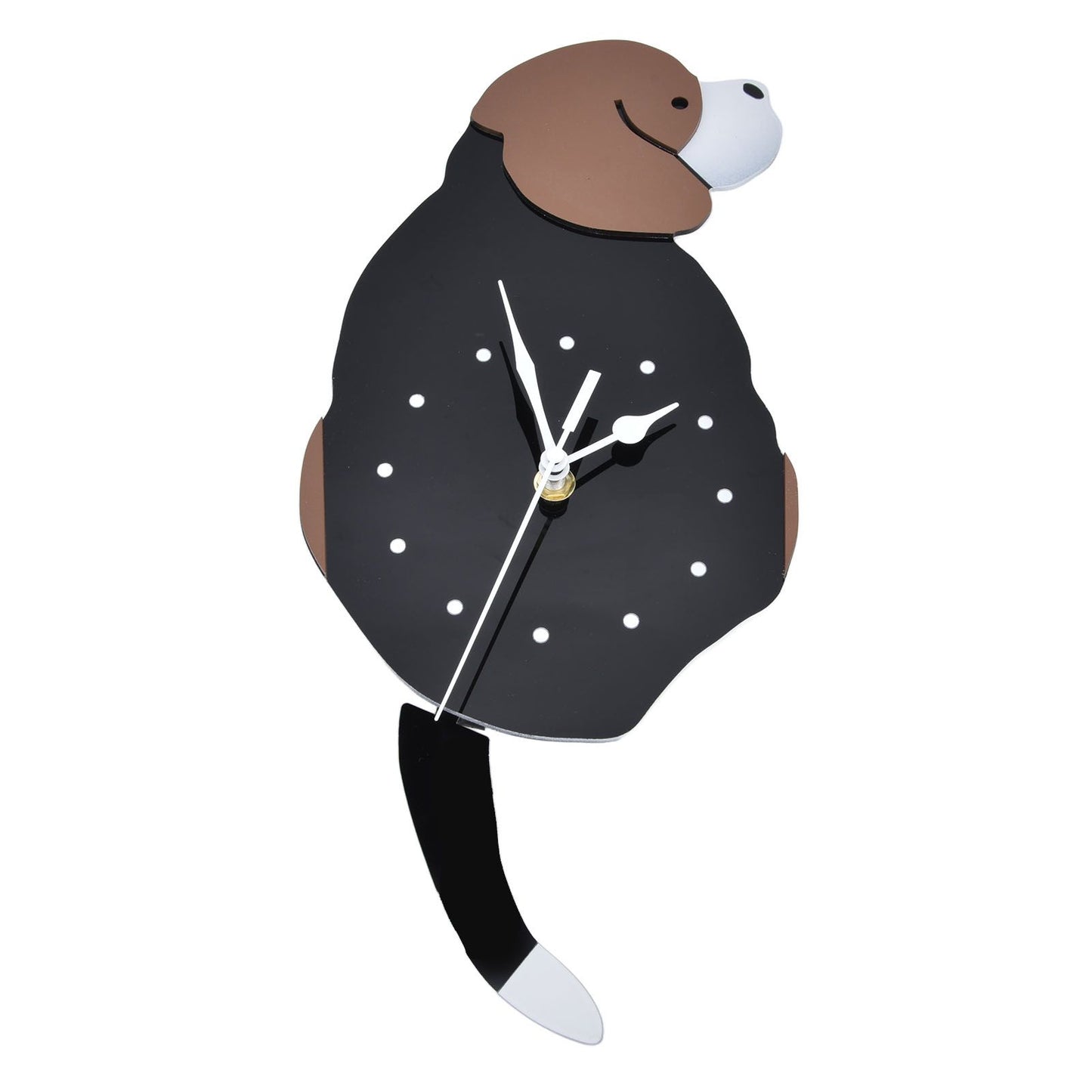 Wall Clock Self Adhesive Waterproof 3D Effect Silent Movement Dog Wall Clock with Tail for Window Living Room V1294-YM0523-3115220018211