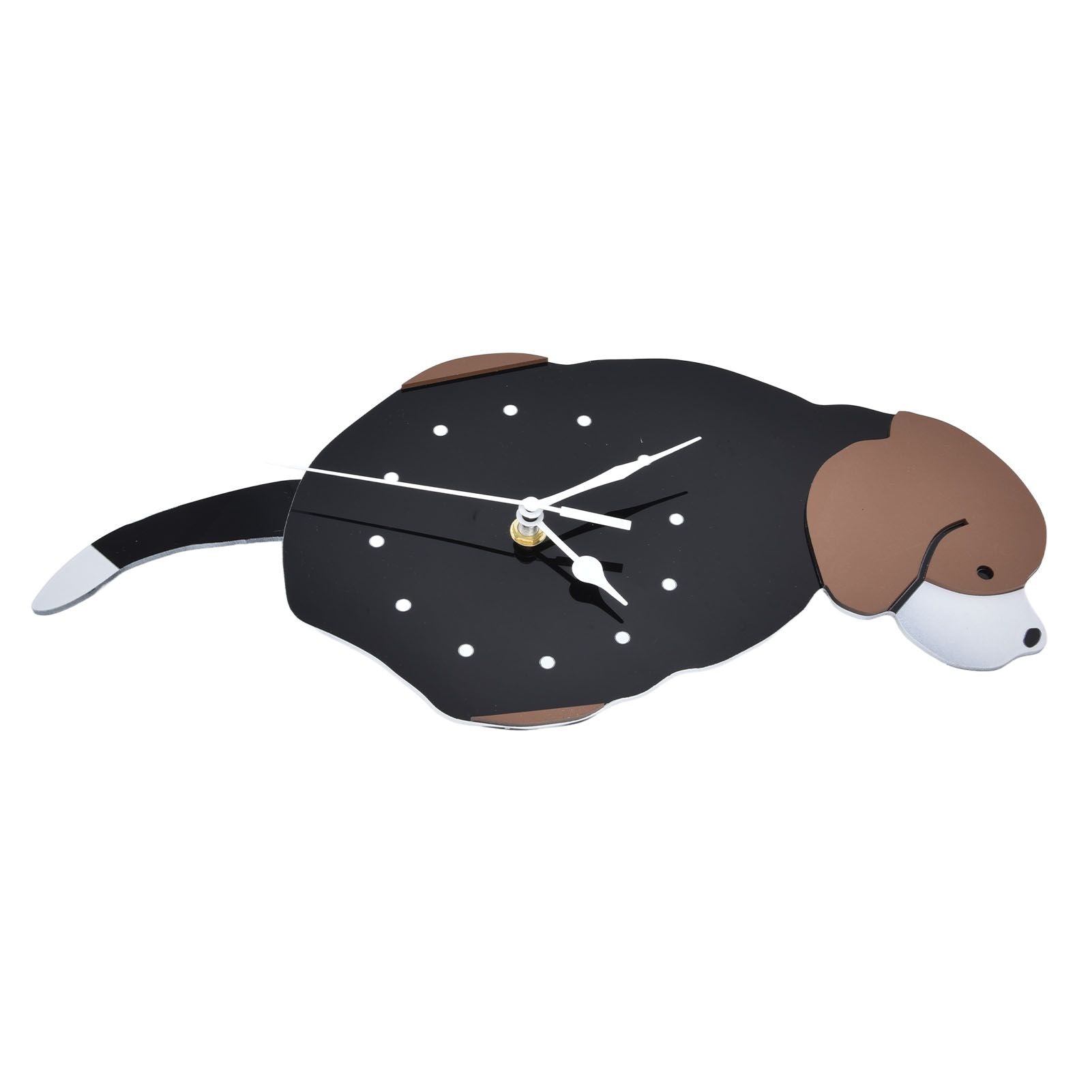 Wall Clock Self Adhesive Waterproof 3D Effect Silent Movement Dog Wall Clock with Tail for Window Living Room V1294-YM0523-3115220018211