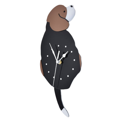 Wall Clock Self Adhesive Waterproof 3D Effect Silent Movement Dog Wall Clock with Tail for Window Living Room V1294-YM0523-3115220018211