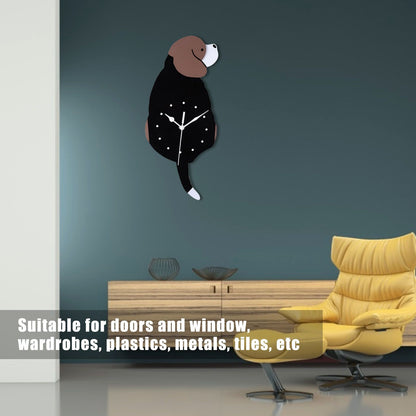 Wall Clock Self Adhesive Waterproof 3D Effect Silent Movement Dog Wall Clock with Tail for Window Living Room V1294-YM0523-3115220018211