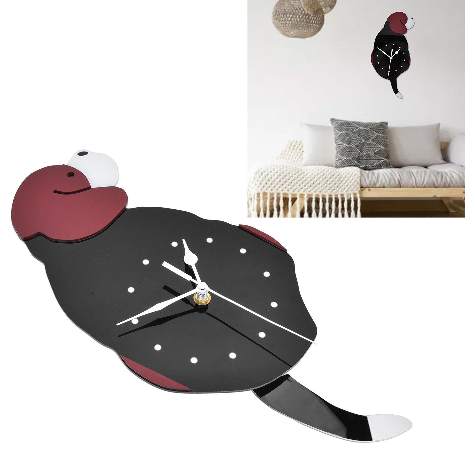 Wall Clock Swing Dog DIY Simple Fashion Silent Frameless Wall Clock With Swing Tail Home Office Decoration V1294-YM0523-3115220018611