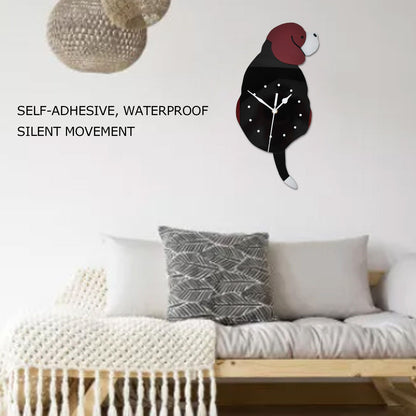 Wall Clock Swing Dog DIY Simple Fashion Silent Frameless Wall Clock With Swing Tail Home Office Decoration V1294-YM0523-3115220018611