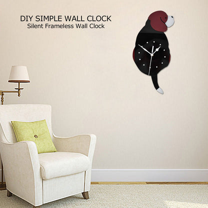 Wall Clock Swing Dog DIY Simple Fashion Silent Frameless Wall Clock With Swing Tail Home Office Decoration V1294-YM0523-3115220018611
