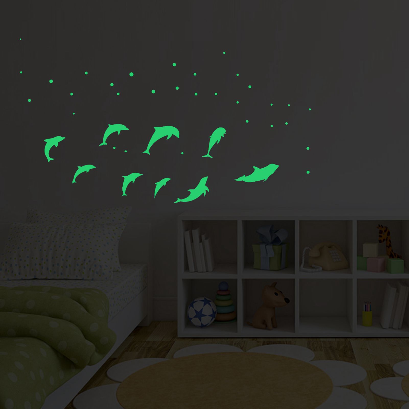 Luminous Wall Sticker Glowing Wall Decals DIY Wall Sticker Bedroom Decorative Sticker for HouseholdDolphin V1294-YM0523-3115220018818