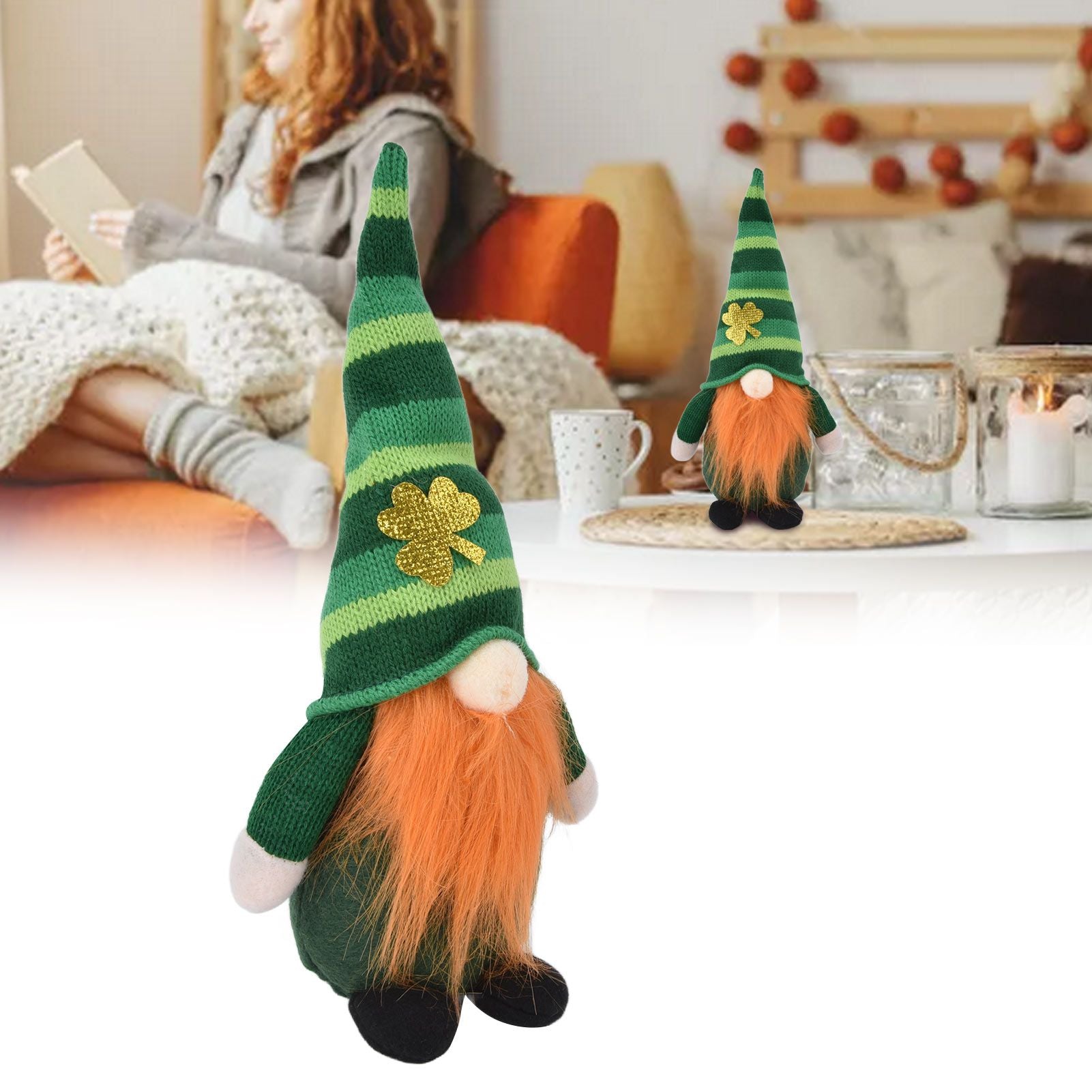 2pcs Gnomes Plush Representing Good Luck Expressing ST Patricks Day Feeling Irish Green Gnome Ornament for V1294-YM0523-3115220019711