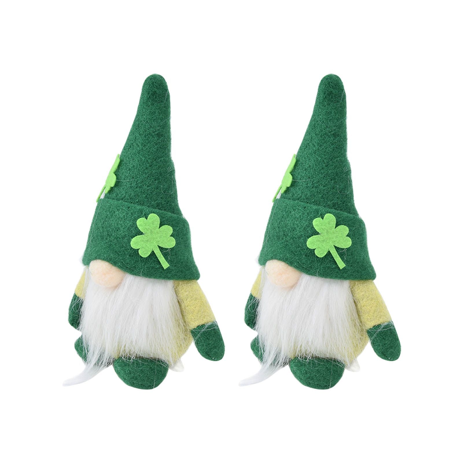 2pcs Gnomes Doll Handmade Cute Faceless Green Hat St. Patrick's Day Ornament Plush Dwarf Doll for Sofa Dining V1294-YM0523-3115220019811