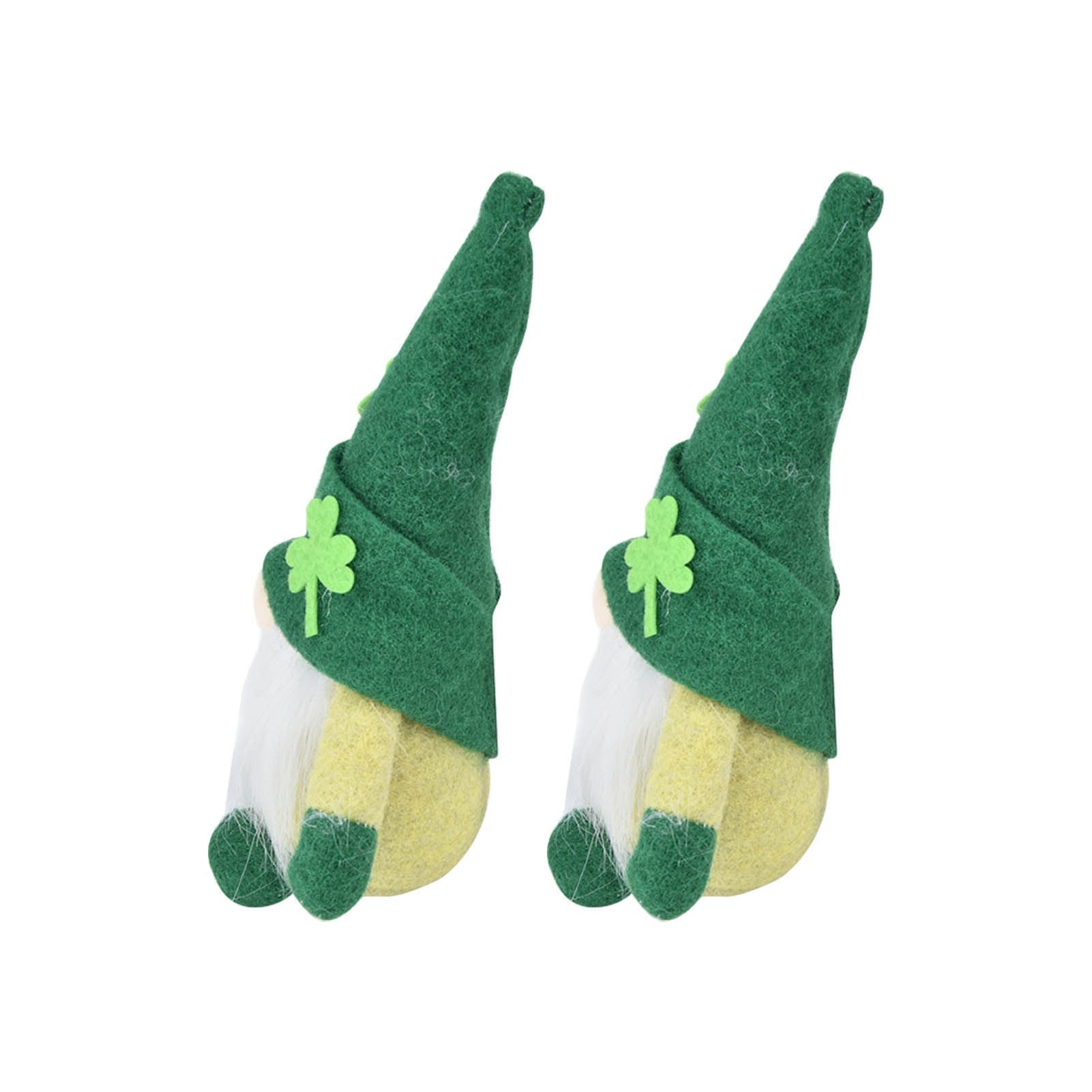 2pcs Gnomes Doll Handmade Cute Faceless Green Hat St. Patrick's Day Ornament Plush Dwarf Doll for Sofa Dining V1294-YM0523-3115220019811