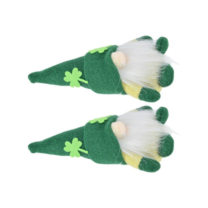 2pcs Gnomes Doll Handmade Cute Faceless Green Hat St. Patrick's Day Ornament Plush Dwarf Doll for Sofa Dining V1294-YM0523-3115220019811