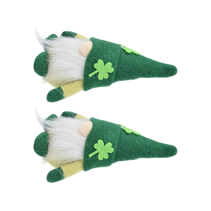 2pcs Gnomes Doll Handmade Cute Faceless Green Hat St. Patrick's Day Ornament Plush Dwarf Doll for Sofa Dining V1294-YM0523-3115220019811