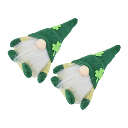 2pcs Gnomes Doll Handmade Cute Faceless Green Hat St. Patrick's Day Ornament Plush Dwarf Doll for Sofa Dining V1294-YM0523-3115220019811