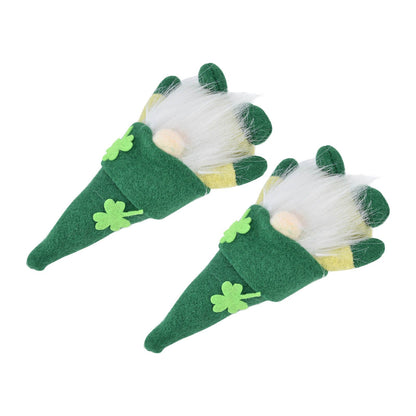 2pcs Gnomes Doll Handmade Cute Faceless Green Hat St. Patrick's Day Ornament Plush Dwarf Doll for Sofa Dining V1294-YM0523-3115220019811