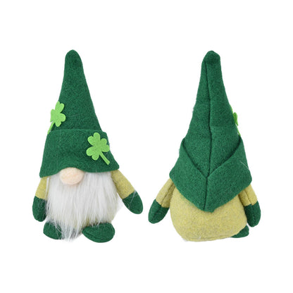2pcs Gnomes Doll Handmade Cute Faceless Green Hat St. Patrick's Day Ornament Plush Dwarf Doll for Sofa Dining V1294-YM0523-3115220019811