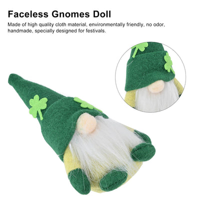 2pcs Gnomes Doll Handmade Cute Faceless Green Hat St. Patrick's Day Ornament Plush Dwarf Doll for Sofa Dining V1294-YM0523-3115220019811