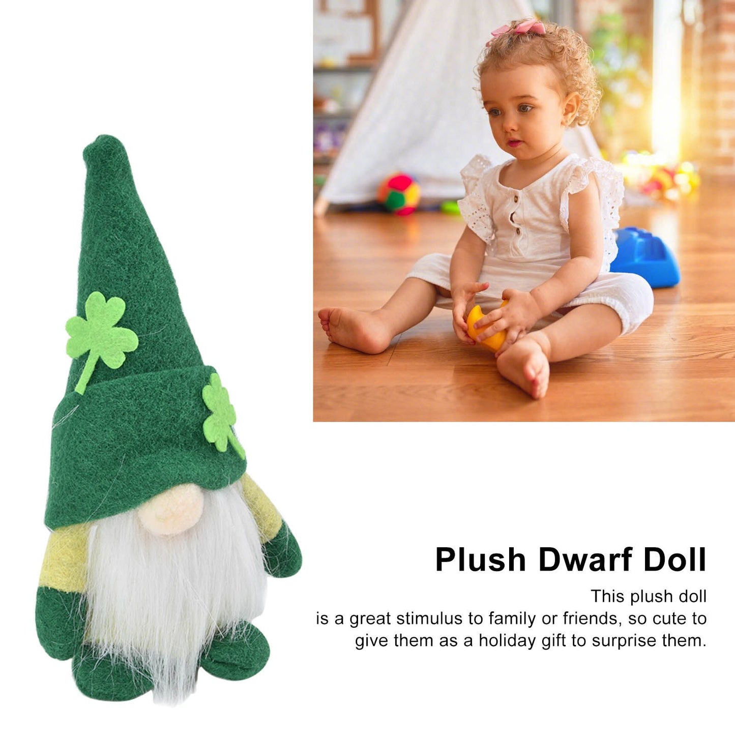2pcs Gnomes Doll Handmade Cute Faceless Green Hat St. Patrick's Day Ornament Plush Dwarf Doll for Sofa Dining V1294-YM0523-3115220019811