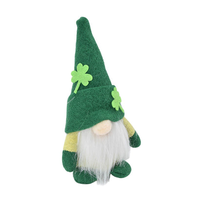 2pcs Gnomes Doll Handmade Cute Faceless Green Hat St. Patrick's Day Ornament Plush Dwarf Doll for Sofa Dining V1294-YM0523-3115220019811