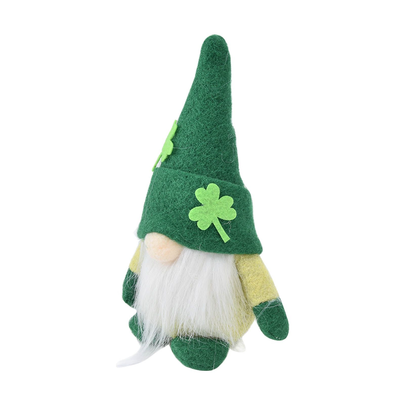 2pcs Gnomes Doll Handmade Cute Faceless Green Hat St. Patrick's Day Ornament Plush Dwarf Doll for Sofa Dining V1294-YM0523-3115220019811
