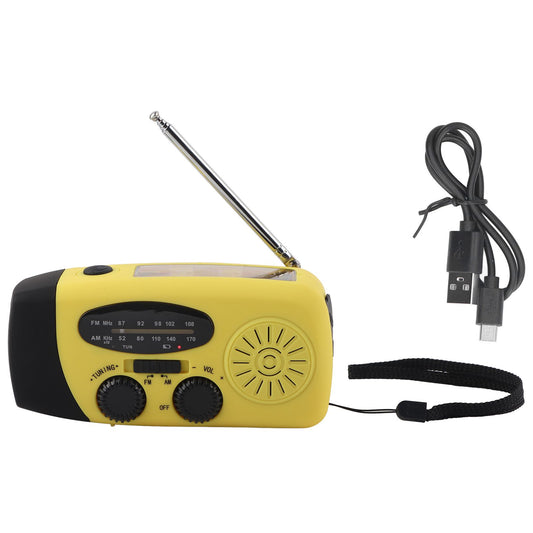 Hand Crank Solar Radio Multifunctional Emergency Radio LED Radio with Flashlight for Outdoor CampingYellow V1294-YM0523-3115220020112