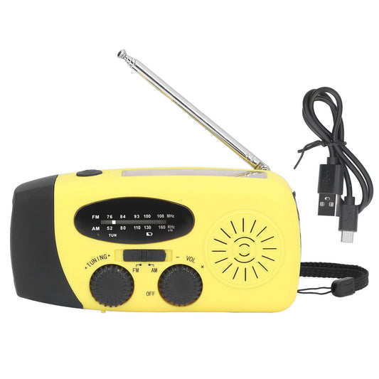 Hand Crank Solar Radio Multifunctional Emergency Radio LED Radio with Flashlight for Outdoor CampingYellow V1294-YM0523-3115220020113