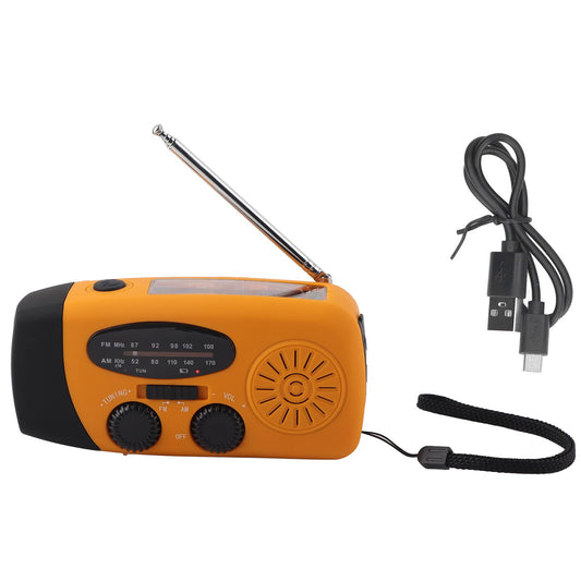 Hand Crank Solar Radio Multifunctional Emergency Radio LED Radio with Flashlight for Outdoor CampingOrange V1294-YM0523-3115220020115