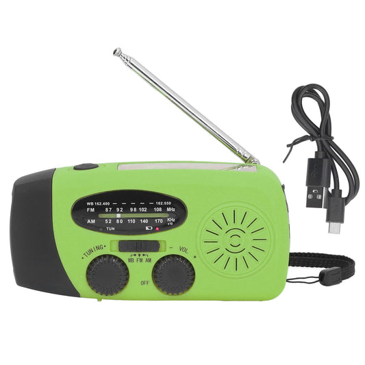 Hand Crank Solar Radio Multifunctional Emergency Radio LED Radio with Flashlight for Outdoor CampingGreen V1294-YM0523-3115220020117