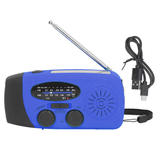 Hand Crank Solar Radio Multifunctional Emergency Radio LED Radio with Flashlight for Outdoor CampingBlue V1294-YM0523-3115220020120