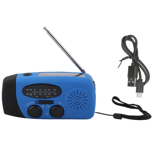 Hand Crank Solar Radio Multifunctional Emergency Radio LED Radio with Flashlight for Outdoor CampingBlue V1294-YM0523-3115220020121