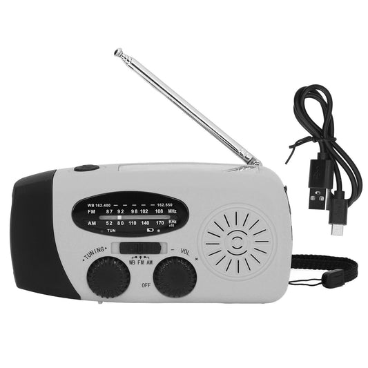Hand Crank Solar Radio Multifunctional Emergency Radio LED Radio with Flashlight for Outdoor CampingSilver V1294-YM0523-3115220020123
