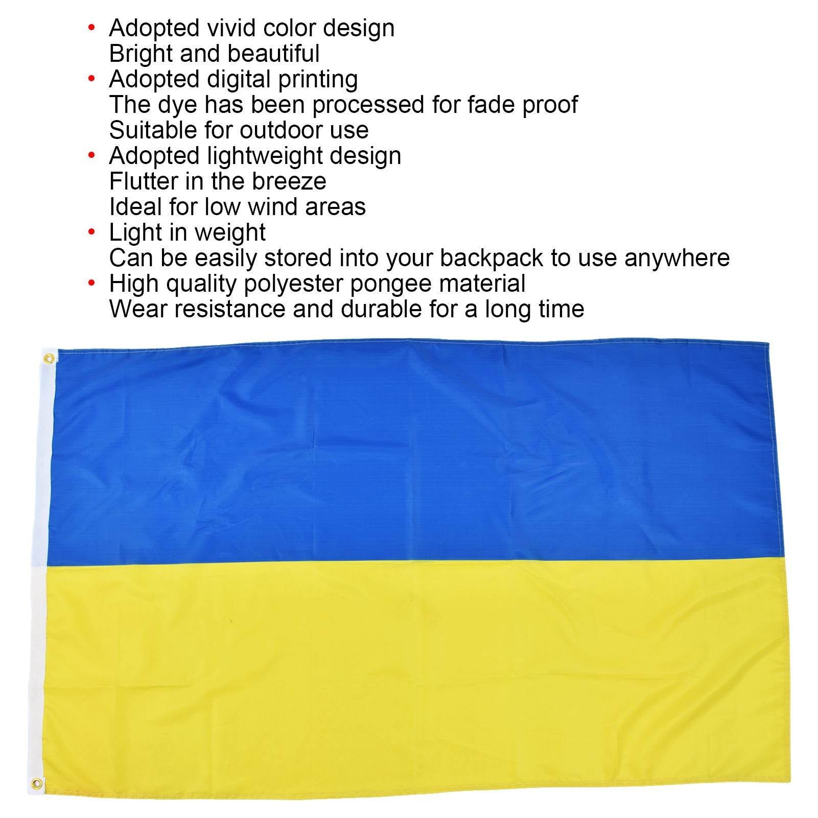 Ukrainian Flag Polyester Pongee Vivid Color UV Fade Resistant Digital Printing Ukraine Flag V1294-YM0523-3115220020211
