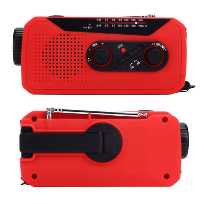 Emergency Radio Hand Power Generation Solar Radio with LED Flashlight 2000mah Charging for Camping HikingRed V1294-YM0523-3115220020412