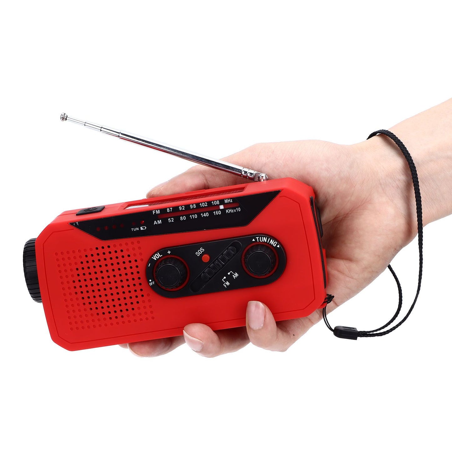 Emergency Radio Hand Power Generation Solar Radio with LED Flashlight 2000mah Charging for Camping HikingRed V1294-YM0523-3115220020412