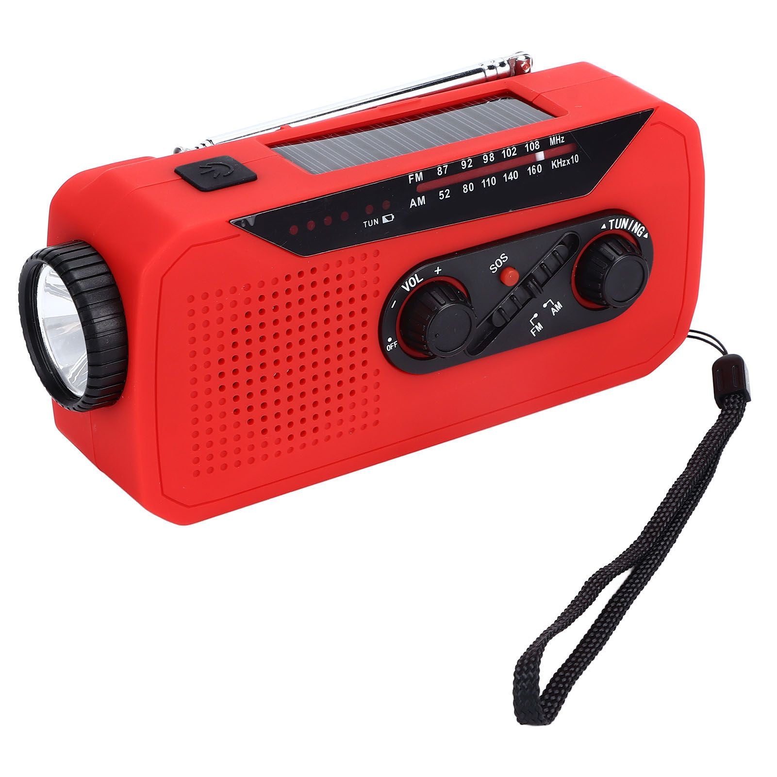 Emergency Radio Hand Power Generation Solar Radio with LED Flashlight 2000mah Charging for Camping HikingRed V1294-YM0523-3115220020412