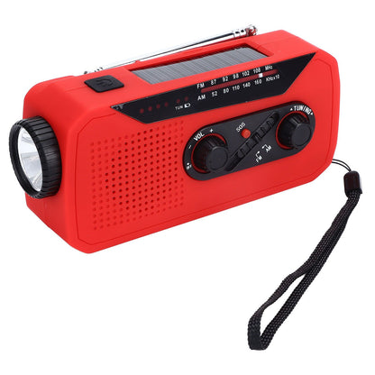 Emergency Radio Hand Power Generation Solar Radio with LED Flashlight 2000mah Charging for Camping HikingRed V1294-YM0523-3115220020412