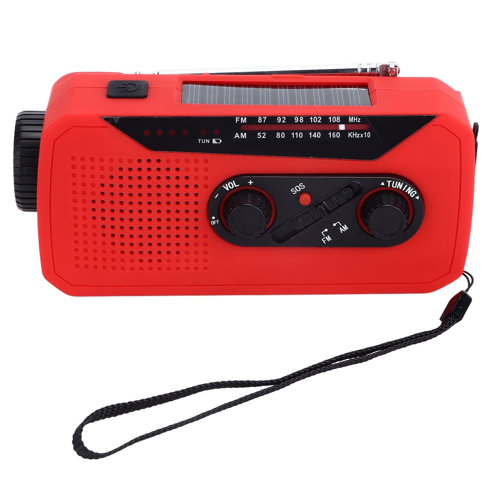 Emergency Radio Hand Power Generation Solar Radio with LED Flashlight 2000mah Charging for Camping HikingRed V1294-YM0523-3115220020412