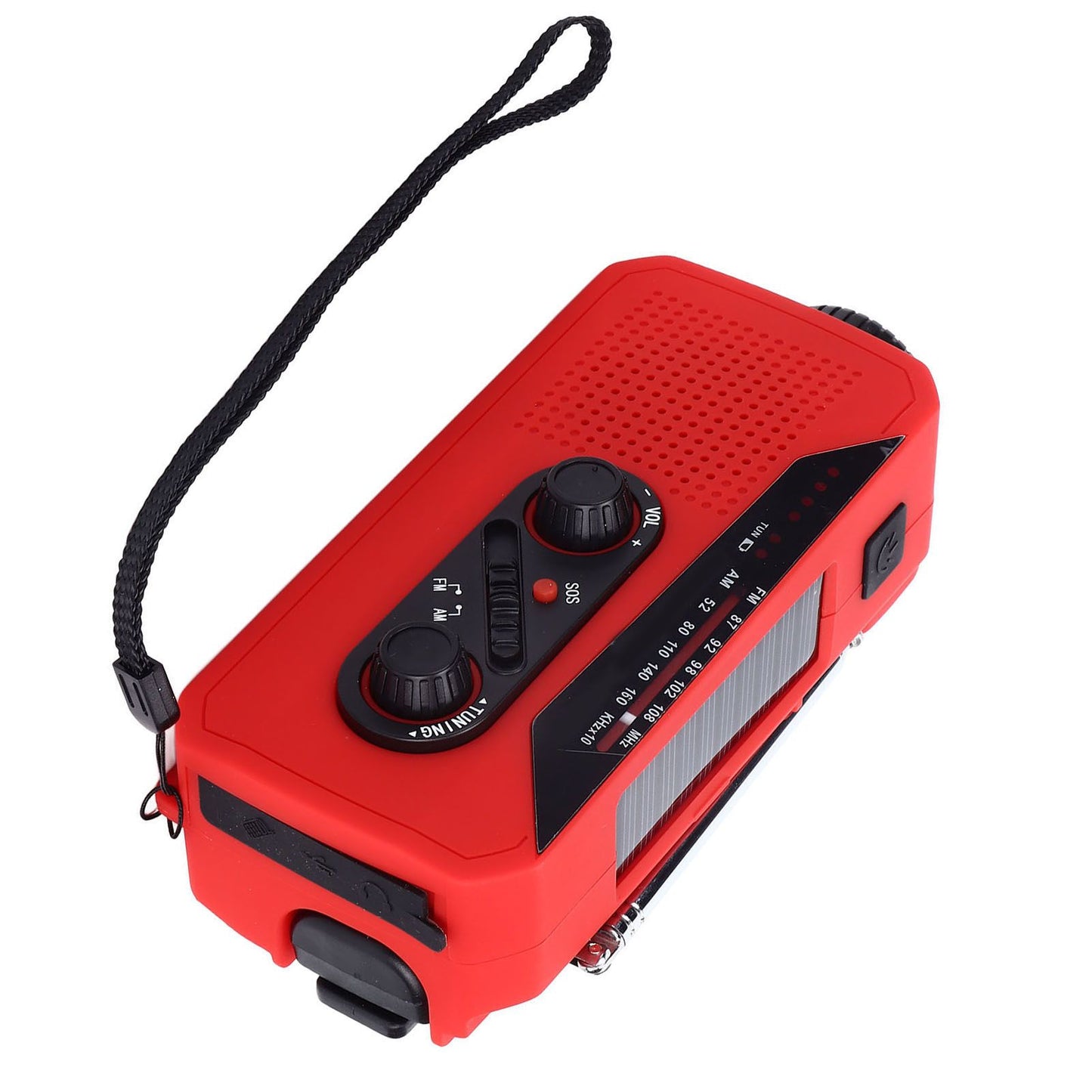 Emergency Radio Hand Power Generation Solar Radio with LED Flashlight 2000mah Charging for Camping HikingRed V1294-YM0523-3115220020412