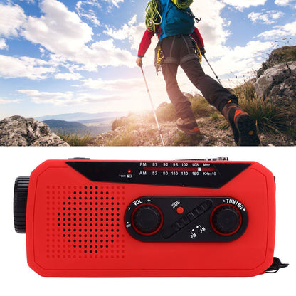 Emergency Radio Hand Power Generation Solar Radio with LED Flashlight 2000mah Charging for Camping HikingRed V1294-YM0523-3115220020412
