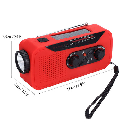 Emergency Radio Hand Power Generation Solar Radio with LED Flashlight 2000mah Charging for Camping HikingRed V1294-YM0523-3115220020412