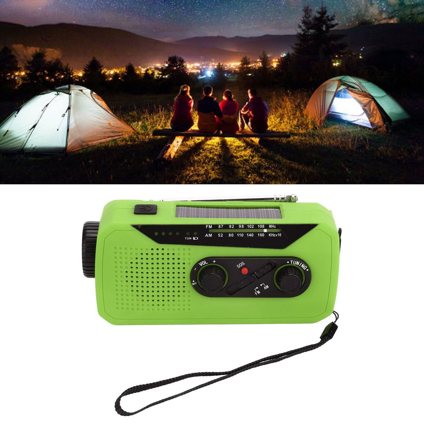 Emergency Radio Hand Power Generation Solar Radio with LED Flashlight 2000mah Charging for Camping V1294-YM0523-3115220020414
