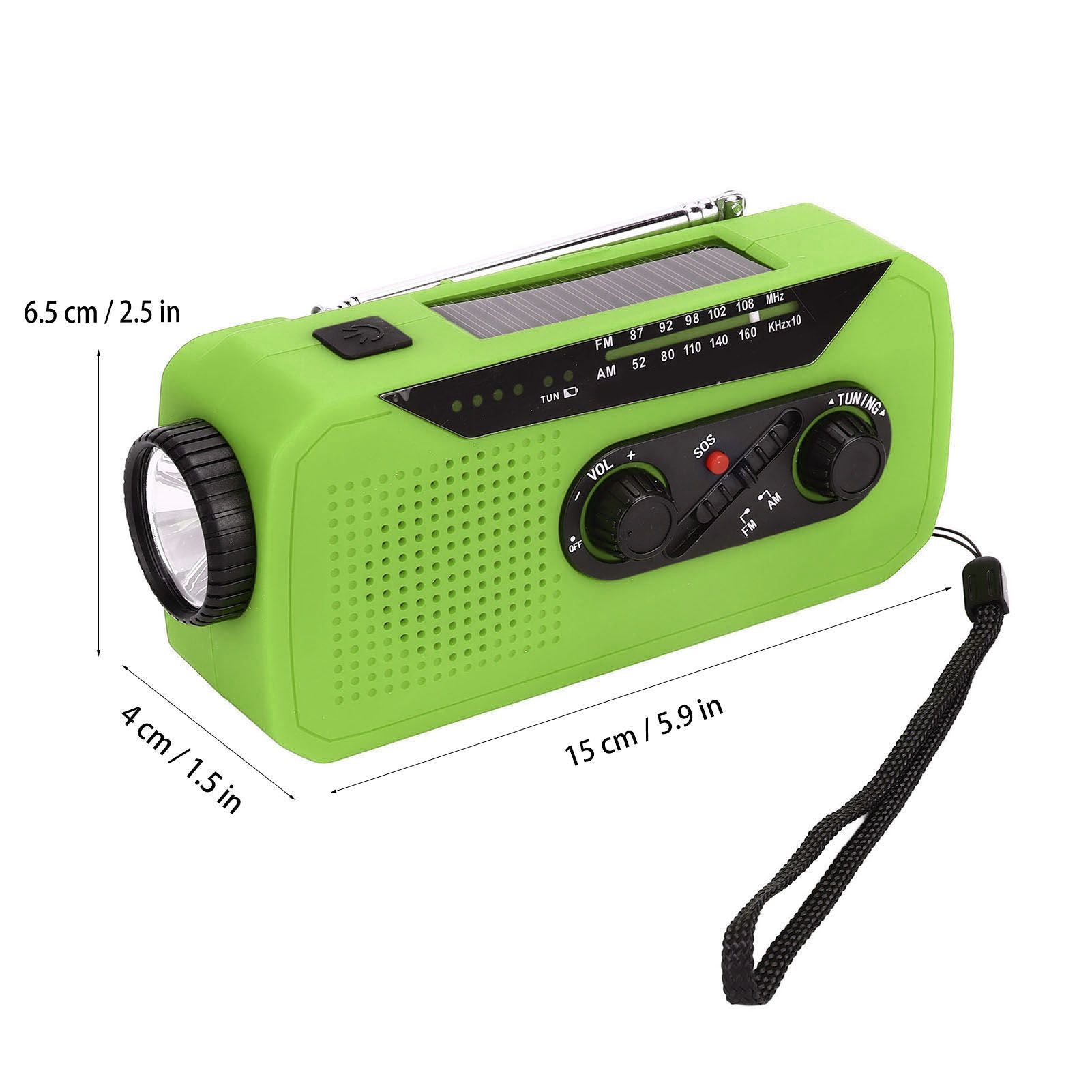 Emergency Radio Hand Power Generation Solar Radio with LED Flashlight 2000mah Charging for Camping V1294-YM0523-3115220020414