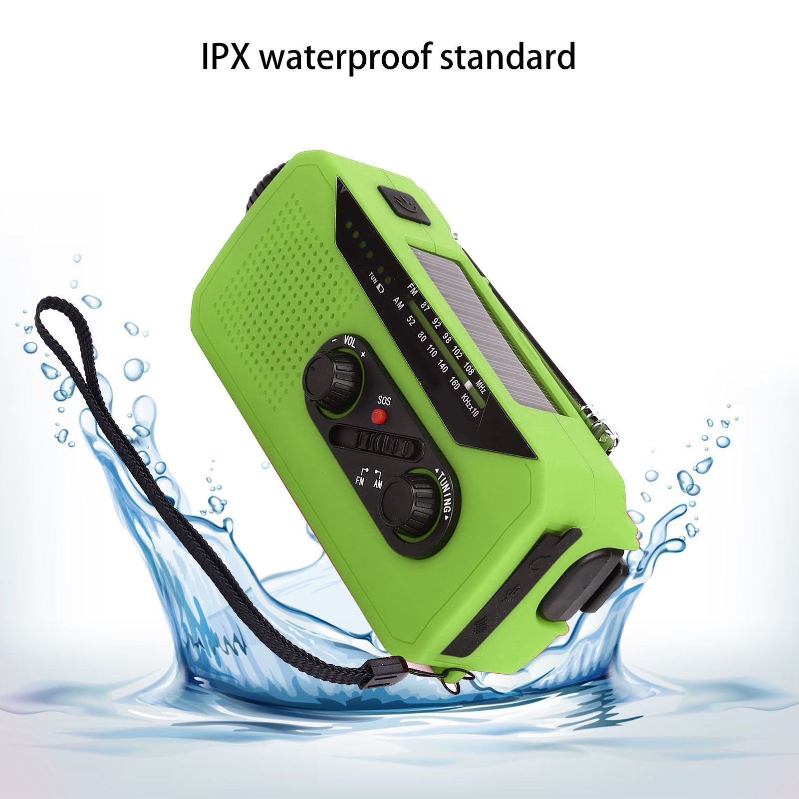 Emergency Radio Hand Power Generation Solar Radio with LED Flashlight 2000mah Charging for Camping V1294-YM0523-3115220020414