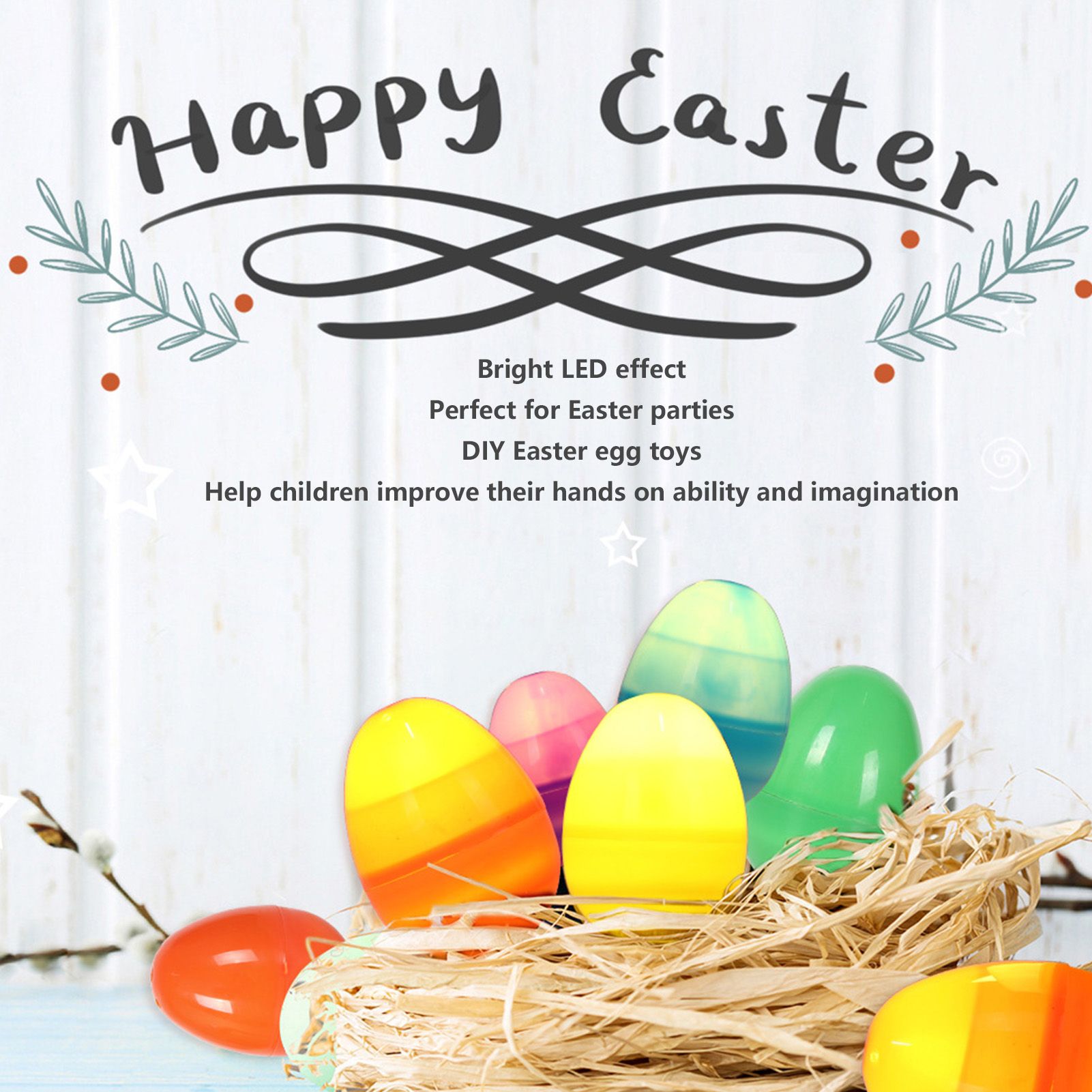 12pcs Easter Eggs Light Up Glowing Decorative DIY Plastic Built in Battery Warm LED Easter Eggs for Holiday V1294-YM0523-3115220020911