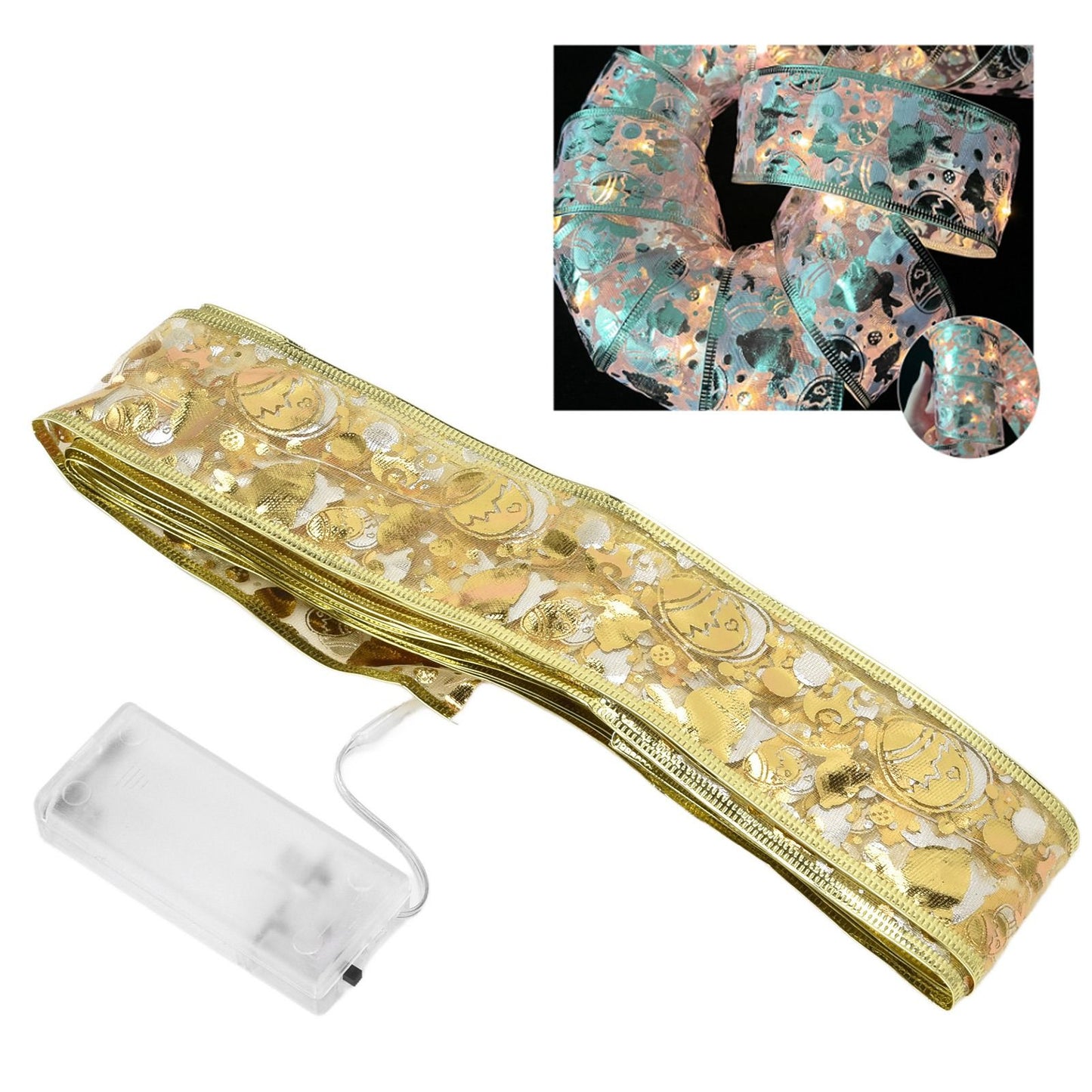 Ribbon Fairy LED Lights Gold Easter Decoration String Shining Ribbon Fairy Lights 5M V1294-YM0523-3115220021311