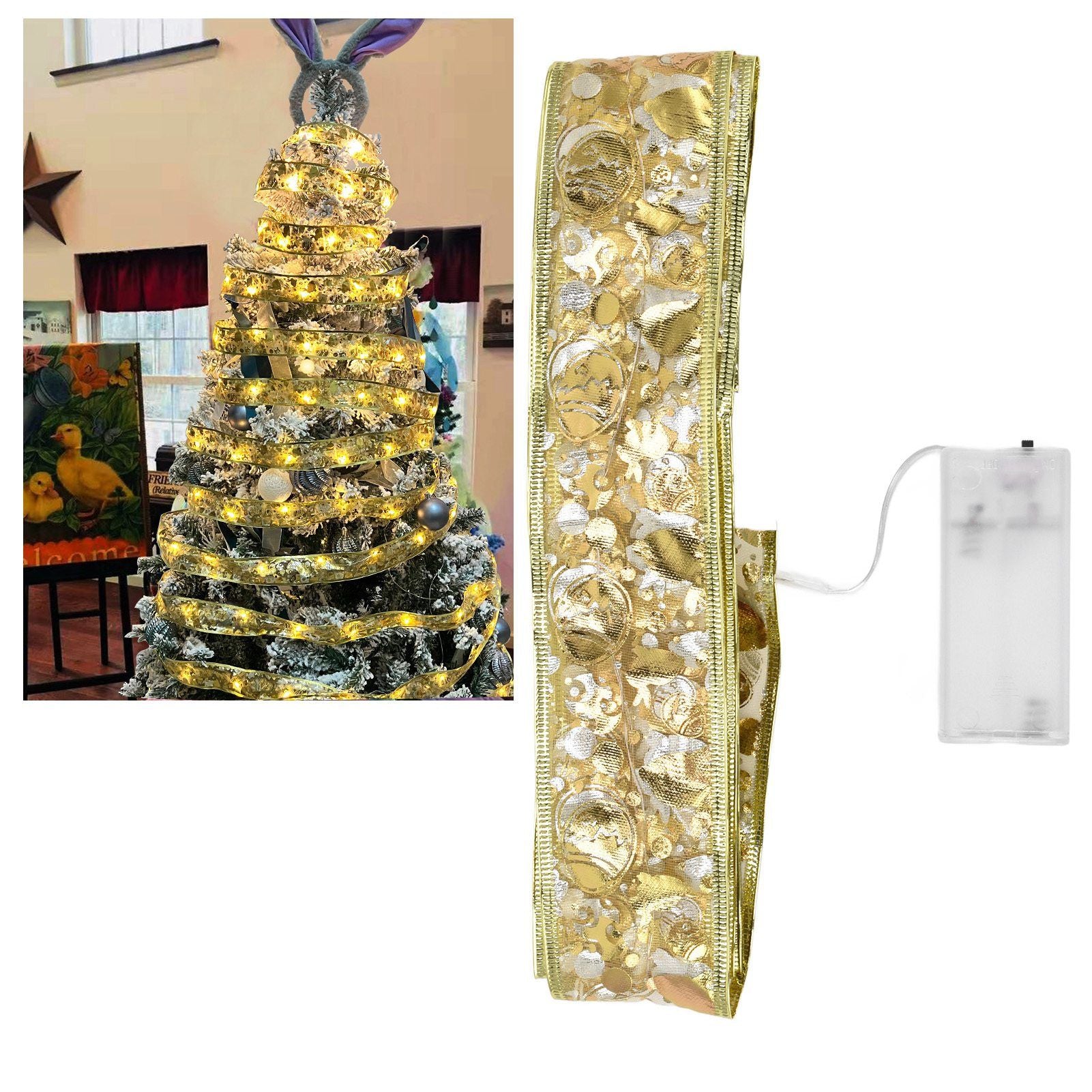 Ribbon Fairy LED Lights Gold Easter Decoration String Shining Ribbon Fairy Lights 5M V1294-YM0523-3115220021311