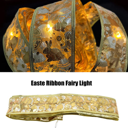 Ribbon Fairy LED Lights Gold Easter Decoration String Shining Ribbon Fairy Lights 5M V1294-YM0523-3115220021311