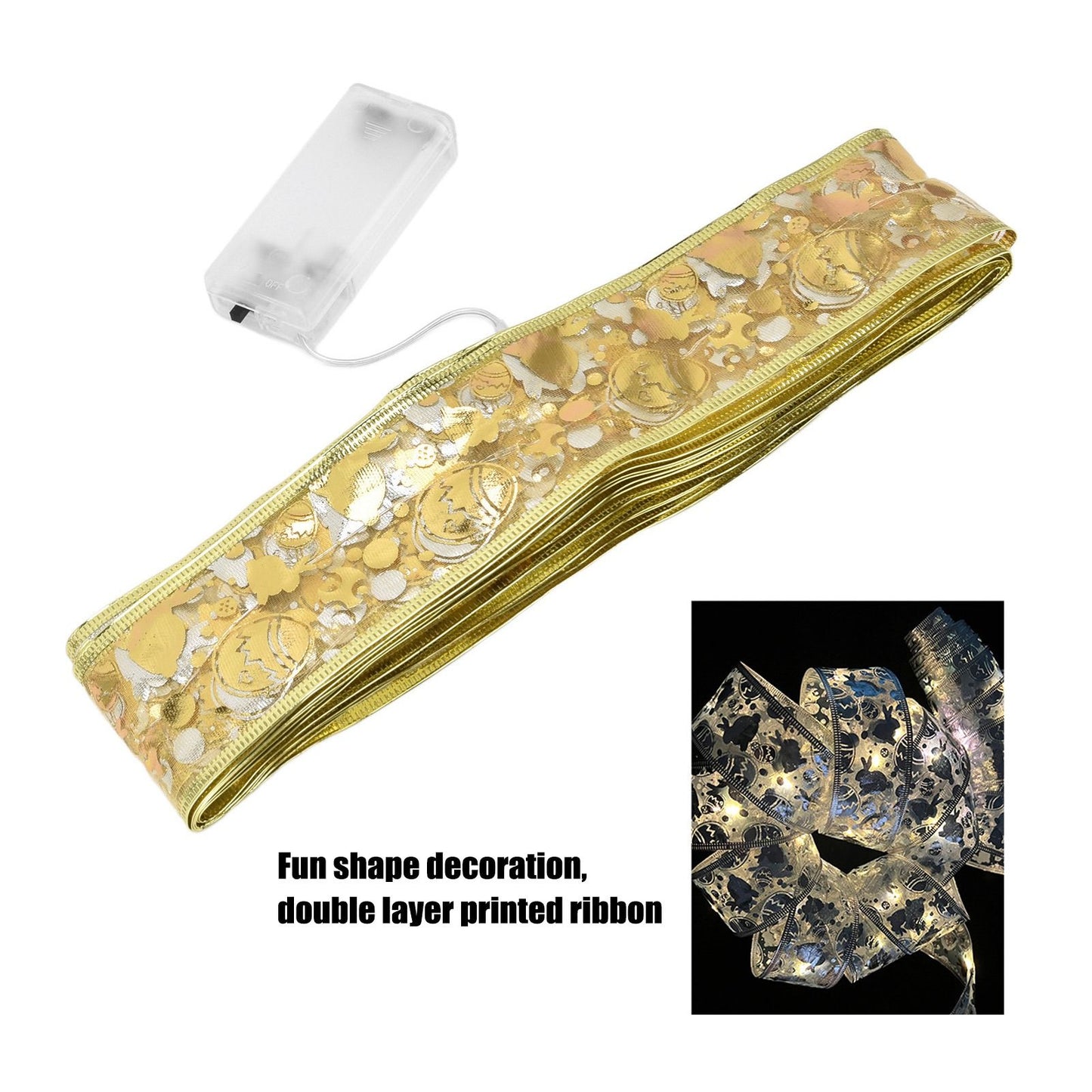Ribbon Fairy LED Lights Gold Easter Decoration String Shining Ribbon Fairy Lights 5M V1294-YM0523-3115220021311