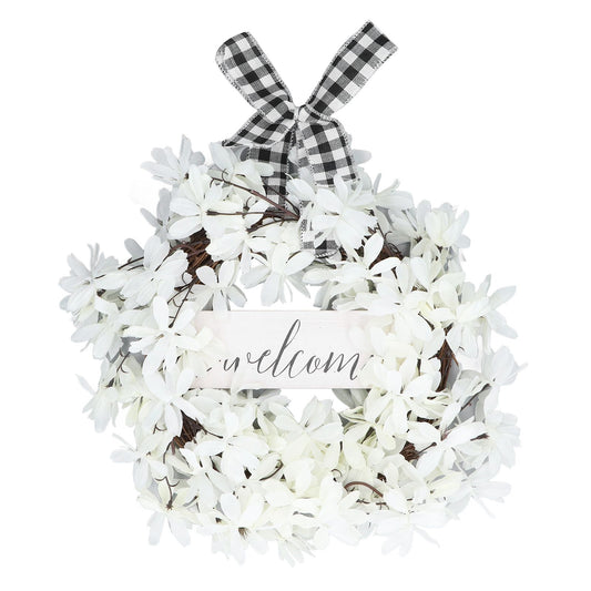 Imitation White Dogwood Wreath Simulation Vibrant Wreath Decoration for Home Door V1294-YM0523-3115220021511