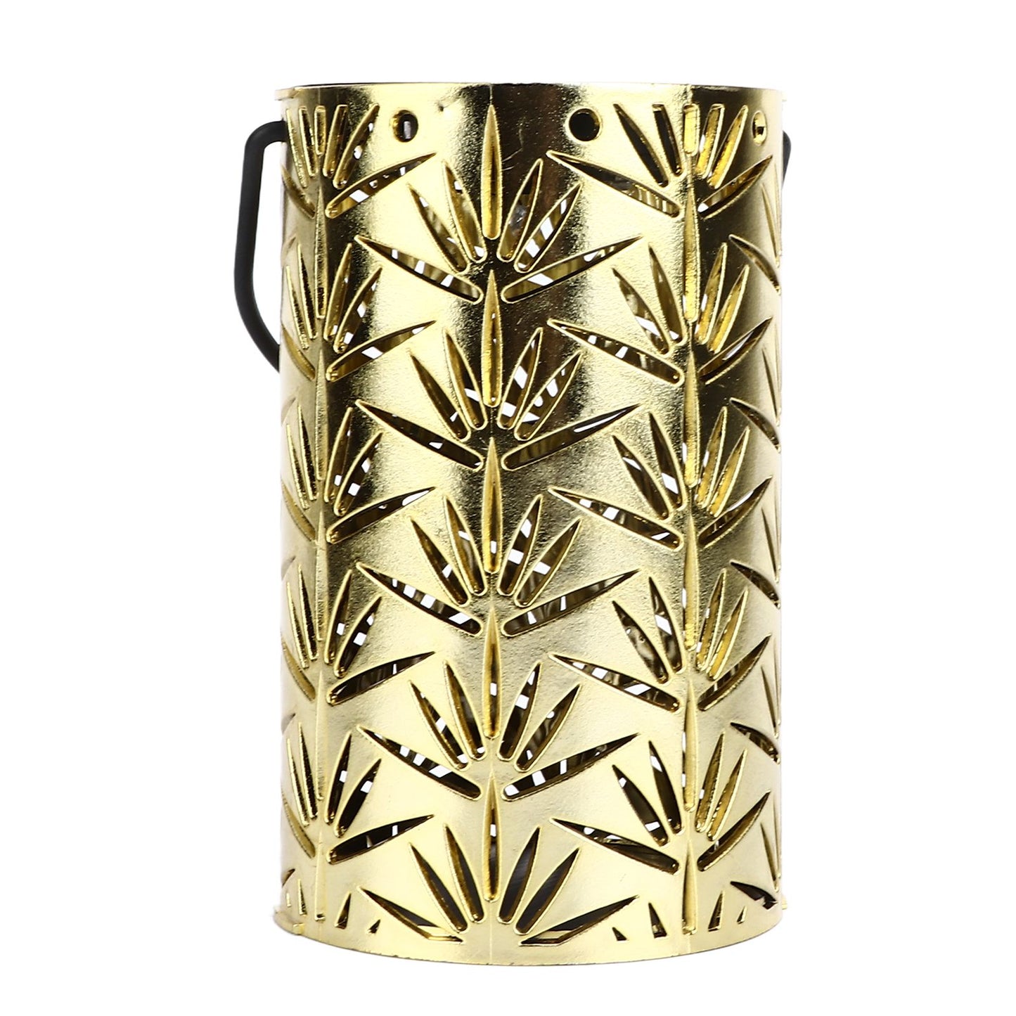 LED Hanging Lantern with Leaf Hollow Pattern Portable Fireplace Lamp for Party House Yard Decoration Gold V1294-YM0523-3115220022112